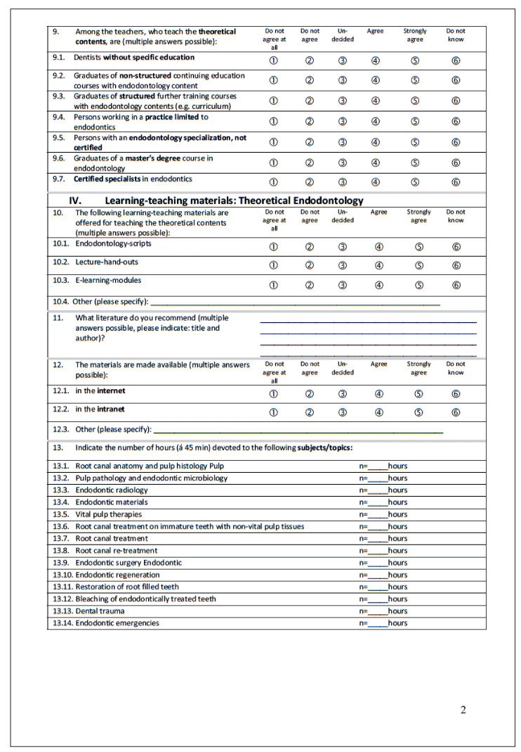 Conception of an endodontics questionnaire in undergraduate dental ...